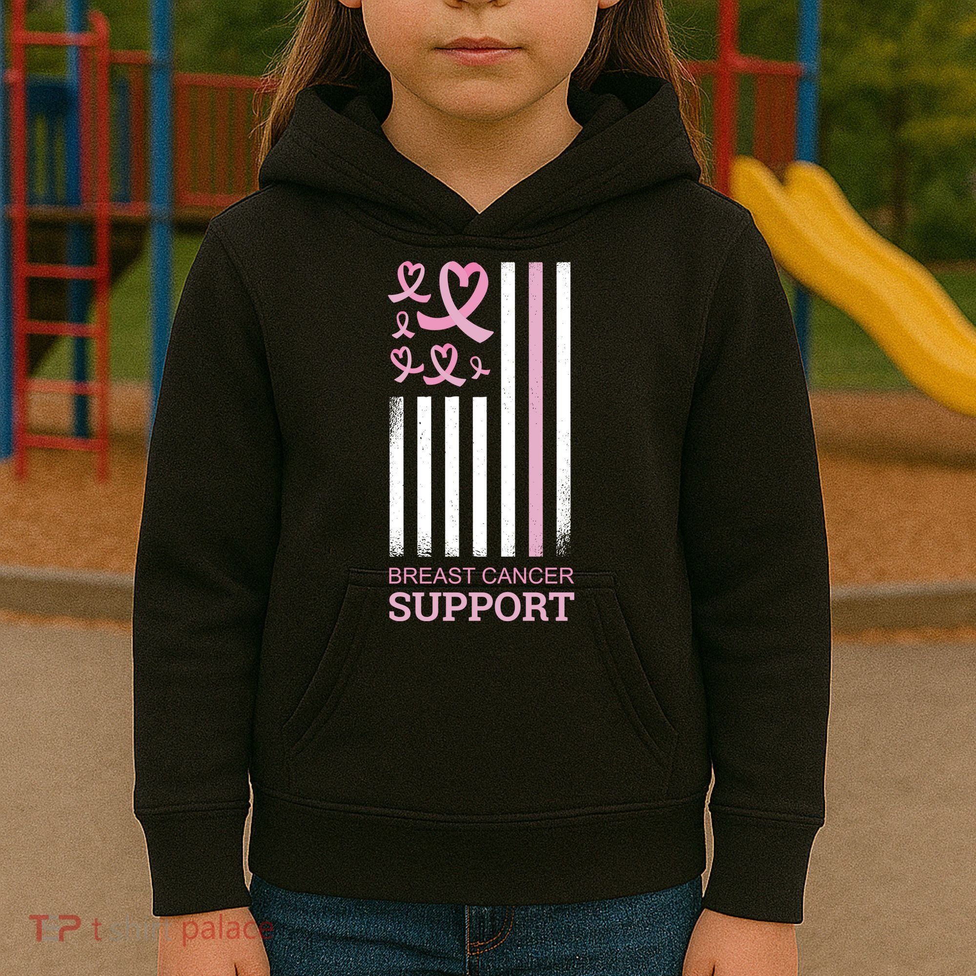 Breast Cancer Support Usa Flag Kids Hoodie