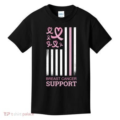 Breast Cancer Support Usa Flag Kids T-Shirt