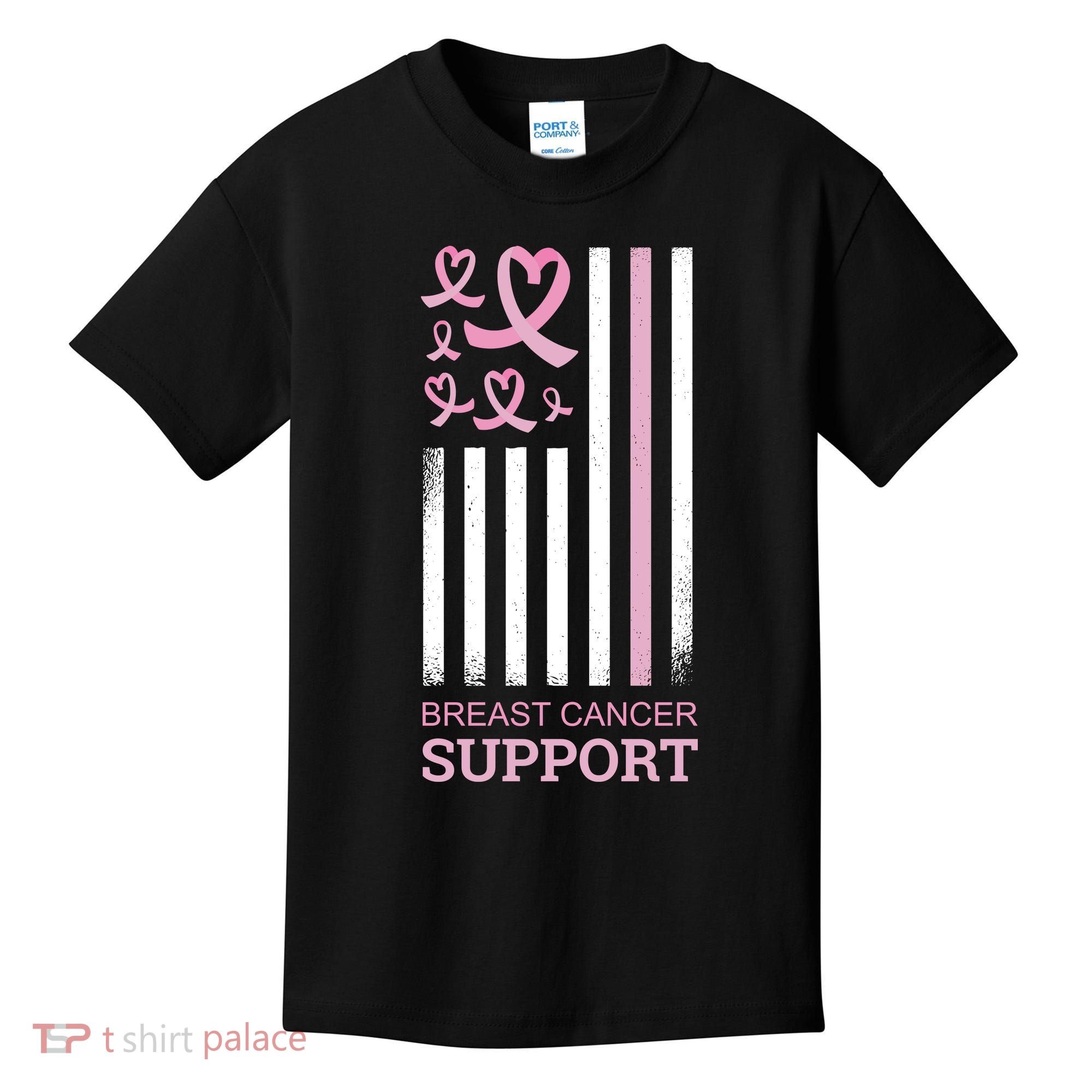 Breast Cancer Support Usa Flag Kids T-Shirt