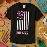 Breast Cancer Support Usa Flag Kids T-Shirt thumb 3