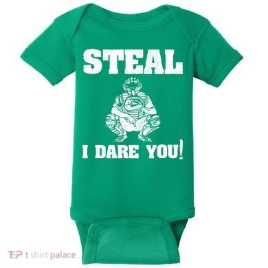 Baseball Catcher Steal I Dare You Baby Bodysuit