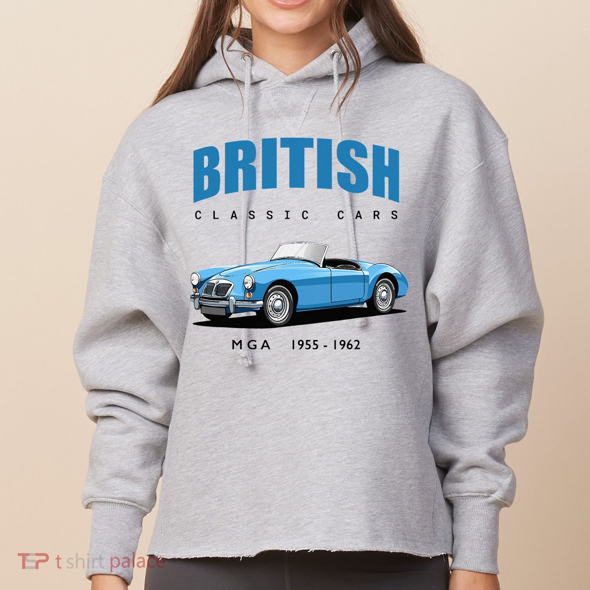 British Classic Sports Cars MG MGA Ladies Heavyweight Boxy Pullover Hoodie
