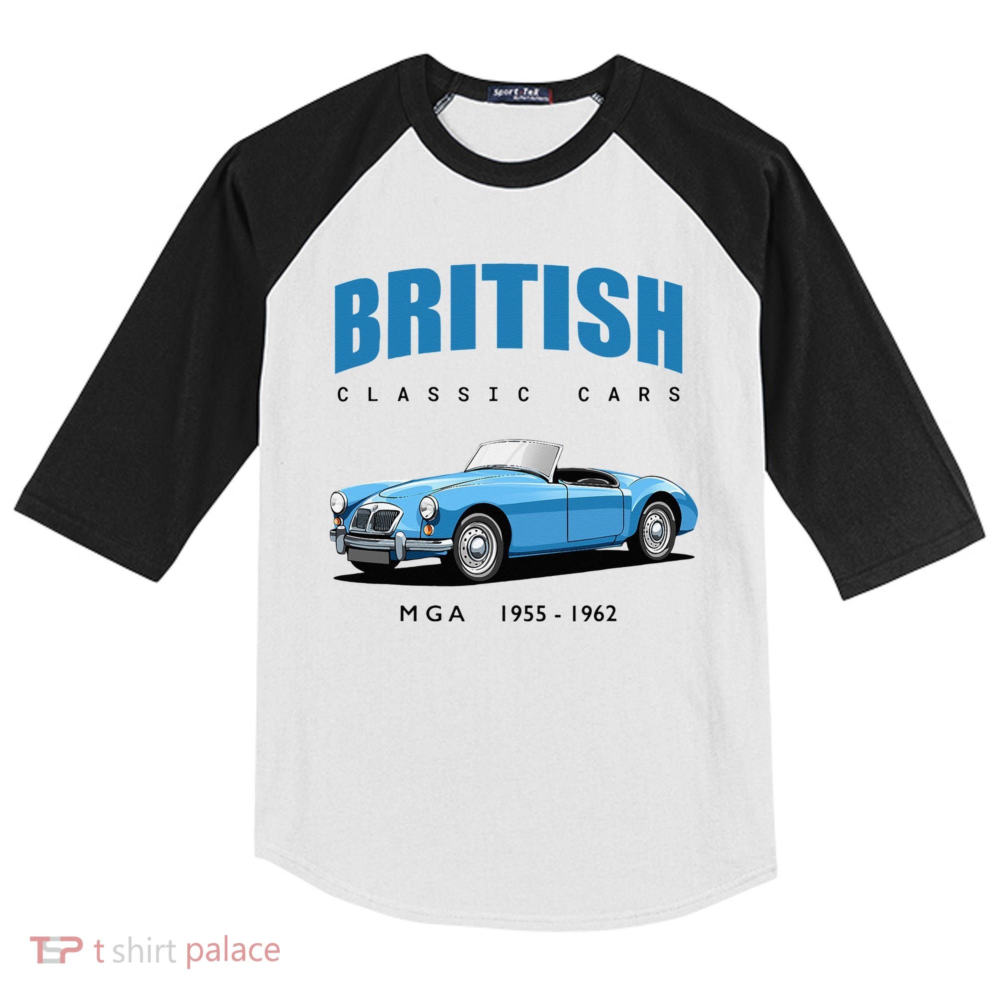 British Classic Sports Cars MG MGA Kids Colorblock Raglan Jersey