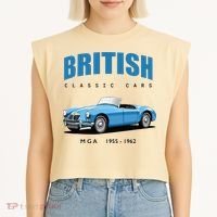 British Classic Sports Cars MG MGA Garment-Dyed Women's Muscle Tee thumb 2