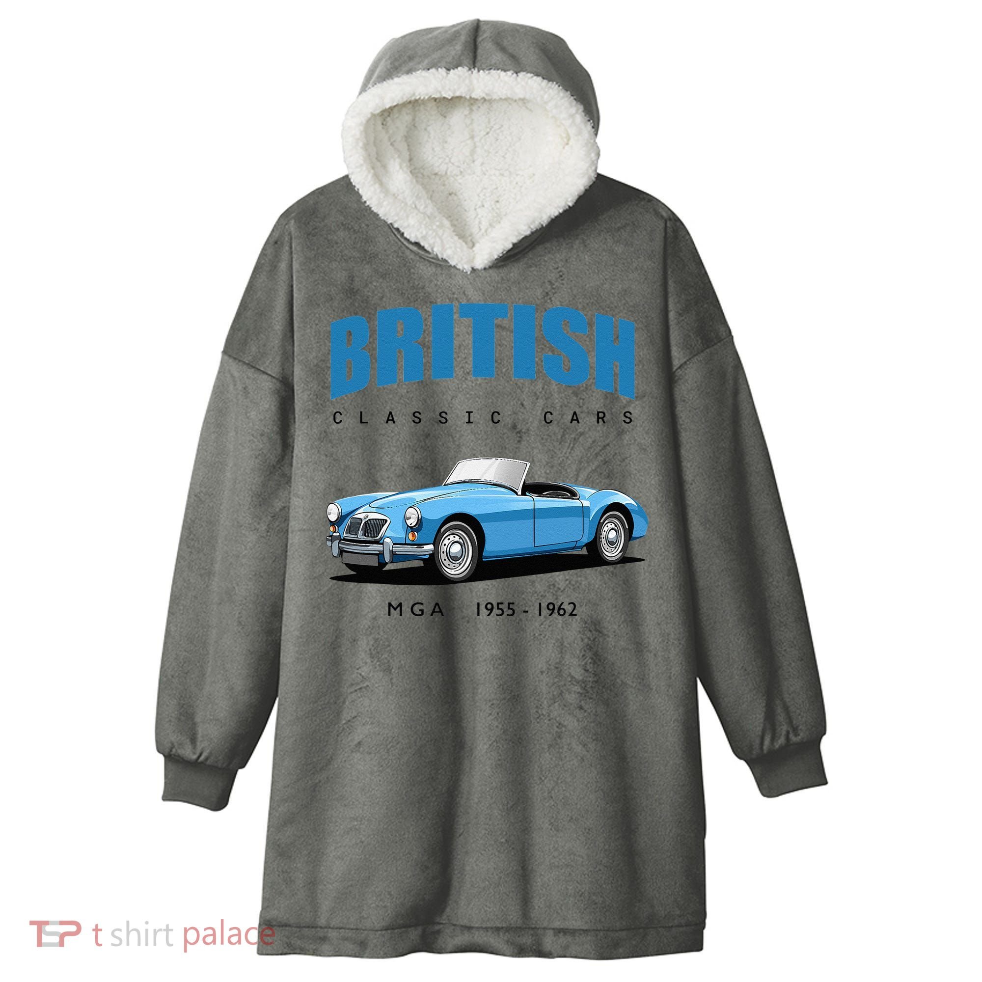 British Classic Sports Cars MG MGA Hooded Wearable Blanket