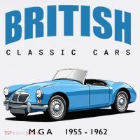British Classic Sports Cars MG MGA T-Shirt thumb 7