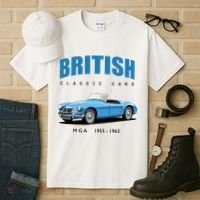 British Classic Sports Cars MG MGA Tall T-Shirt thumb 3