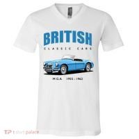 British Classic Sports Cars MG MGA V-Neck T-Shirt thumb 0