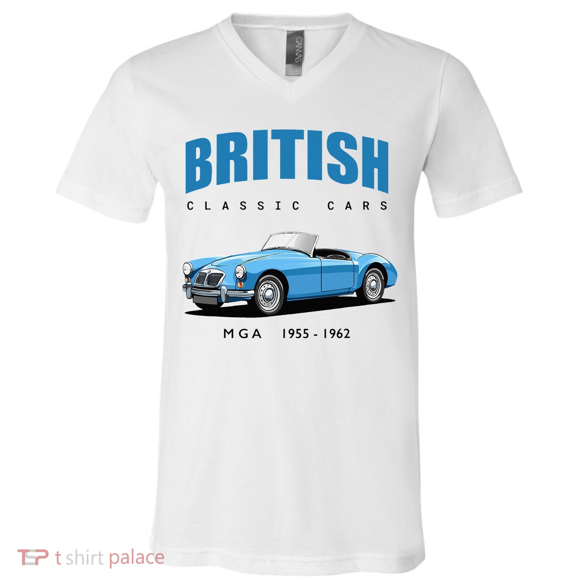 British Classic Sports Cars MG MGA V-Neck T-Shirt