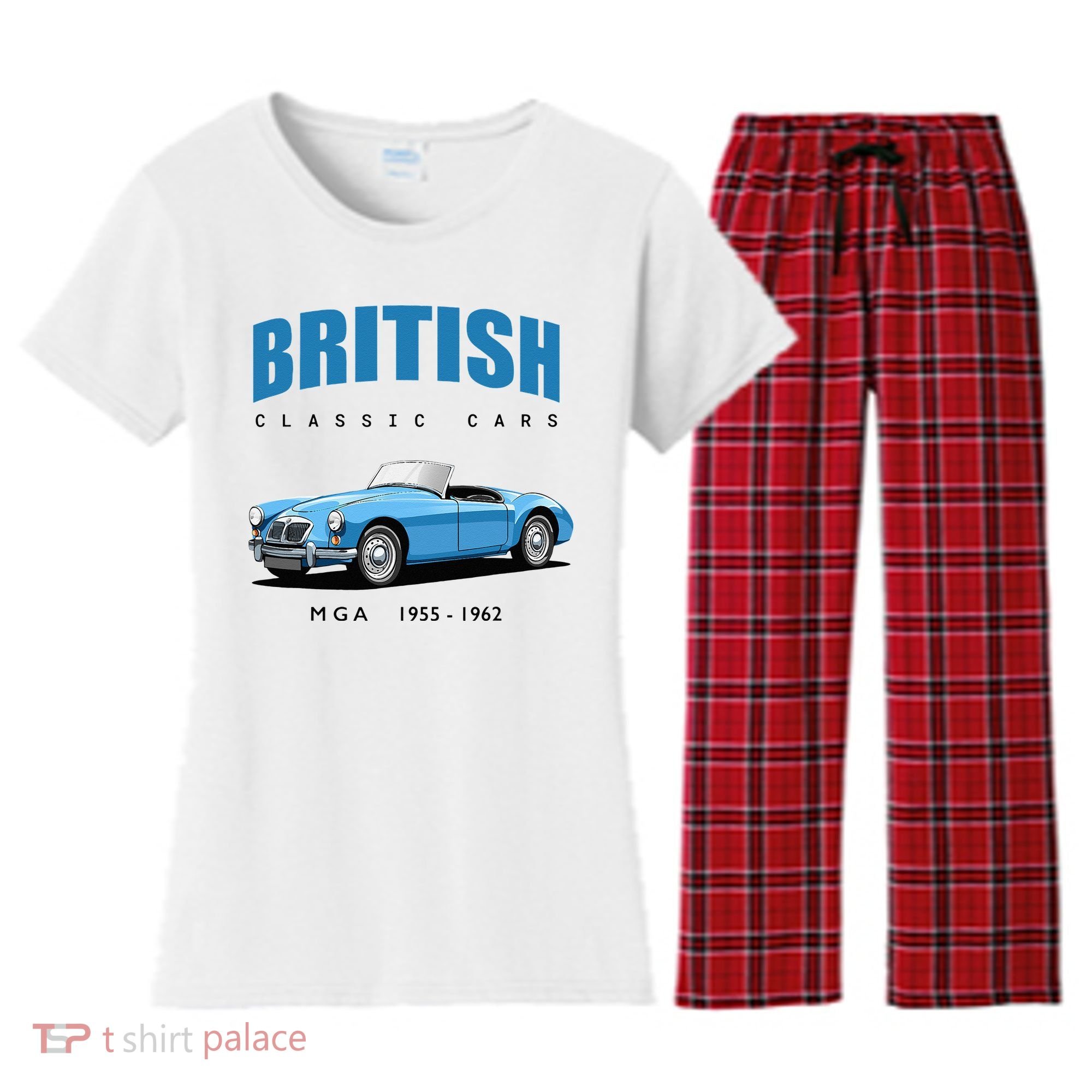 British Classic Sports Cars MG MGA Women's Flannel Pajama Set