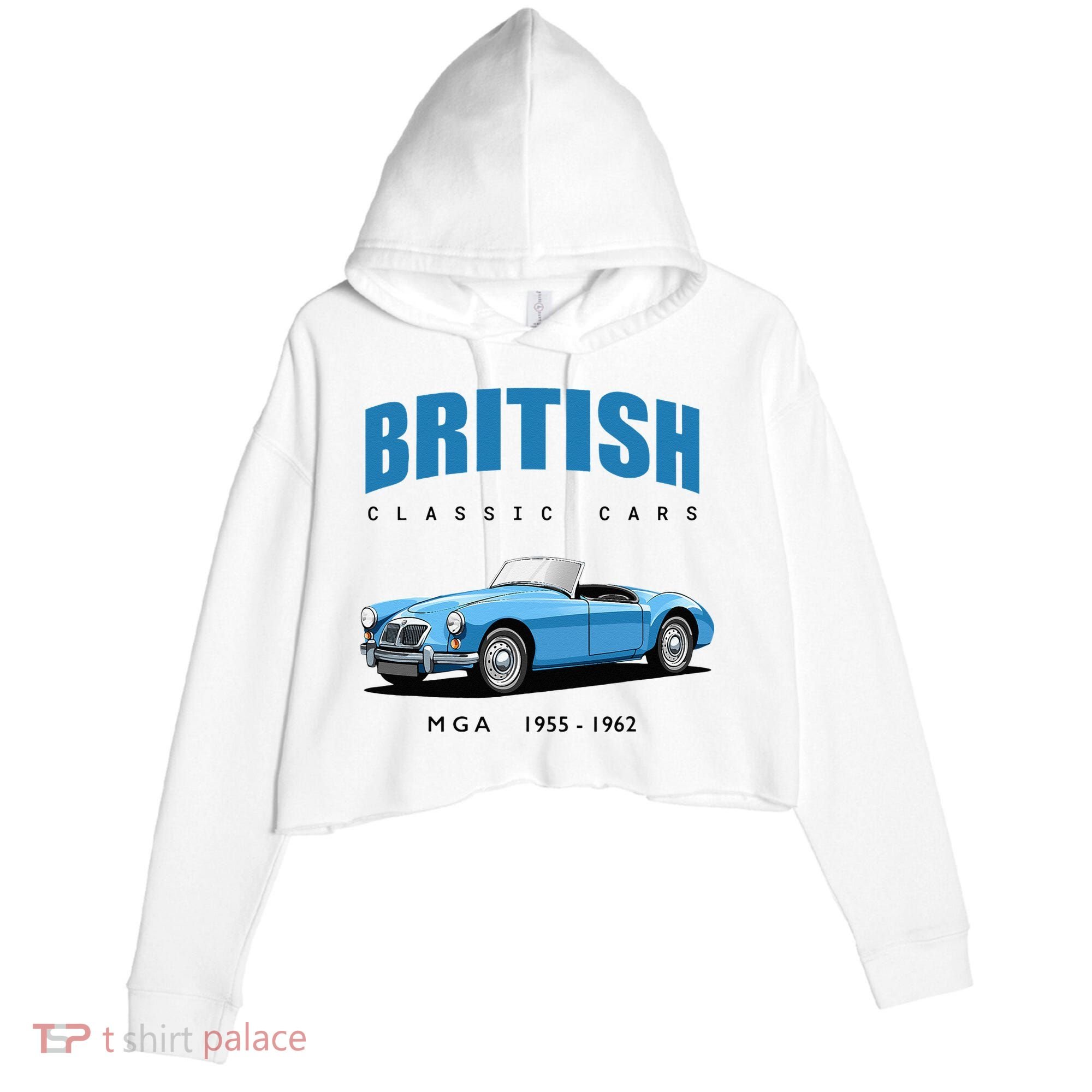 British Classic Sports Cars MG MGA Crop Fleece Hoodie