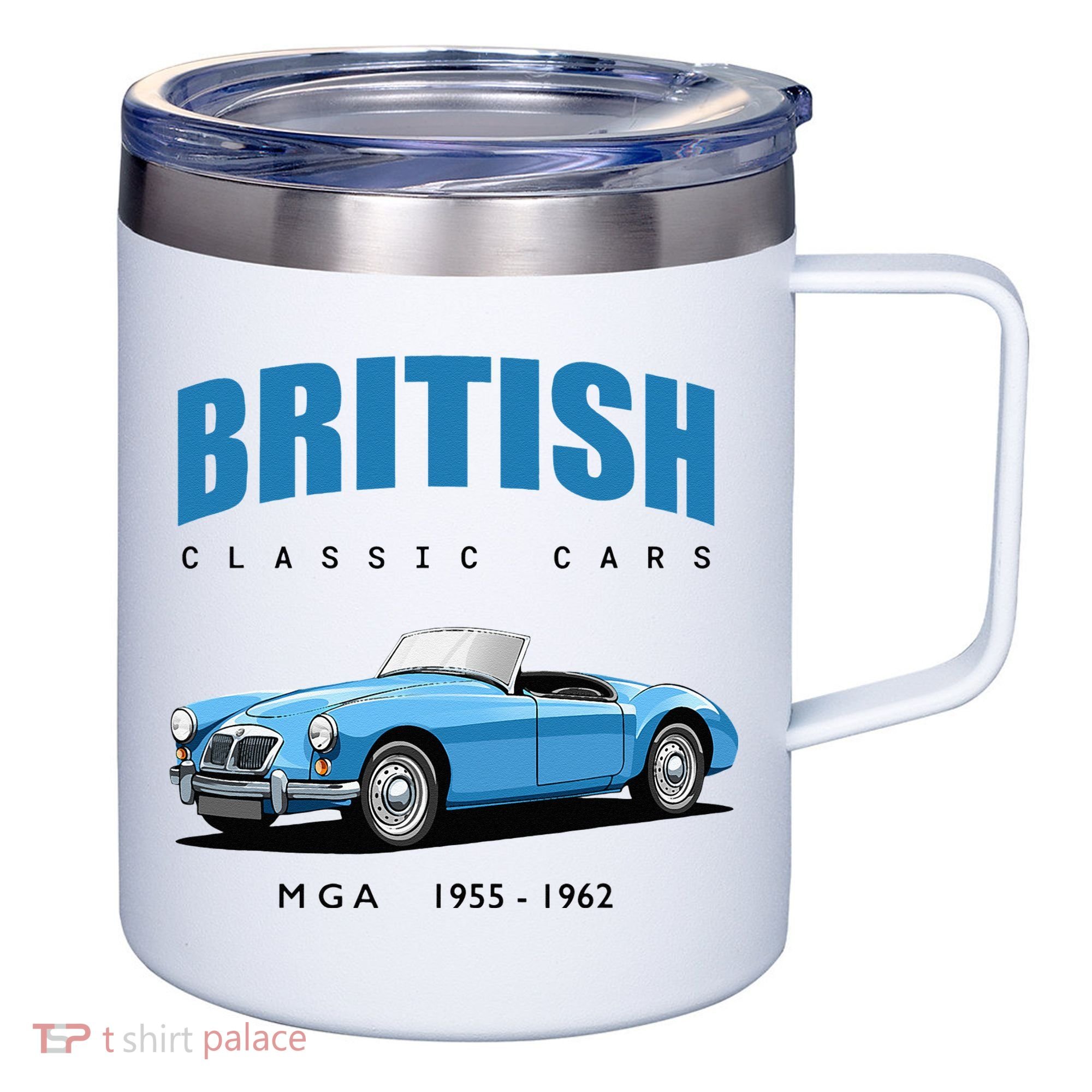 British Classic Sports Cars MG MGA 12oz Stainless Steel Coffee Mug