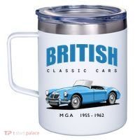 British Classic Sports Cars MG MGA 12oz Stainless Steel Coffee Mug thumb 2