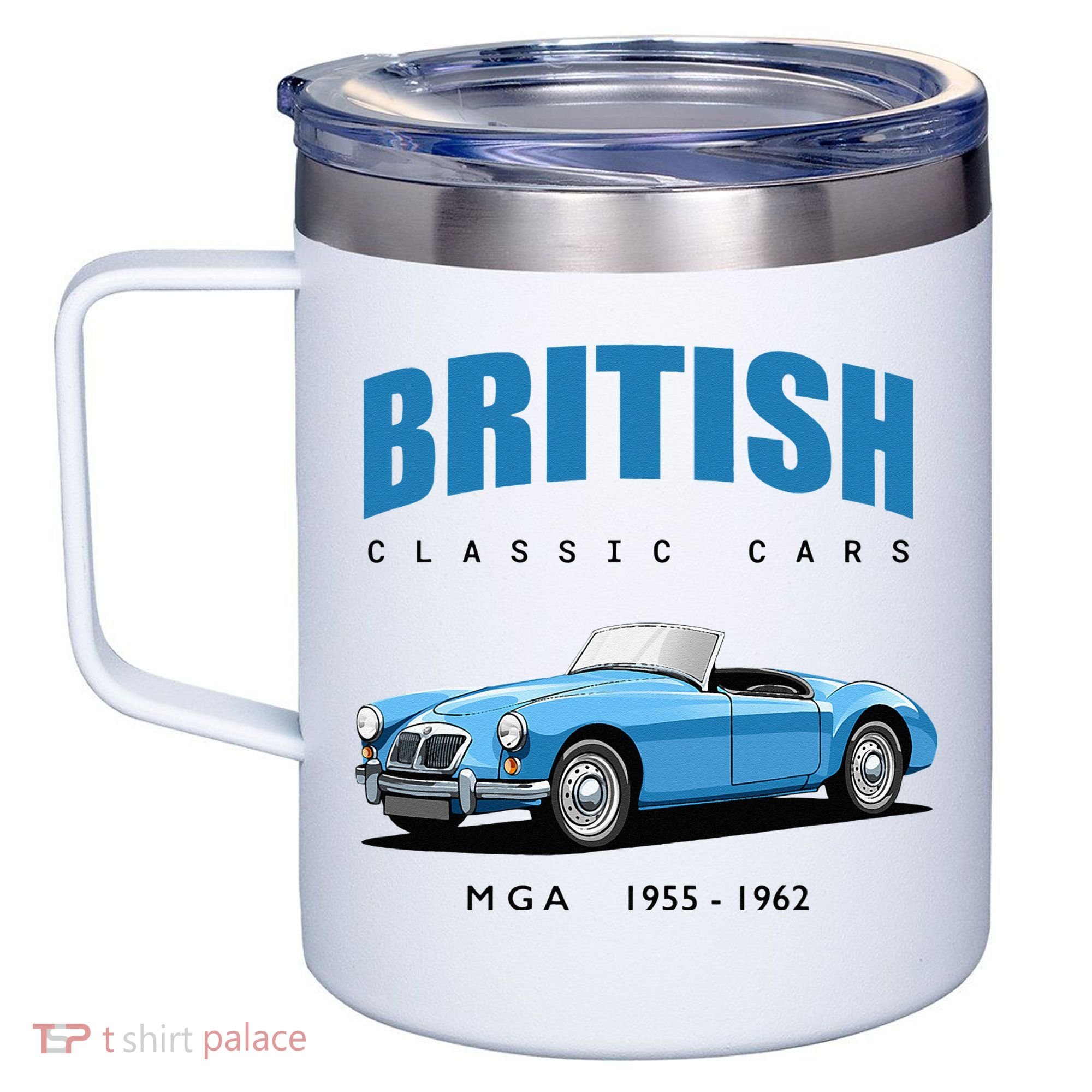 British Classic Sports Cars MG MGA 12oz Stainless Steel Coffee Mug