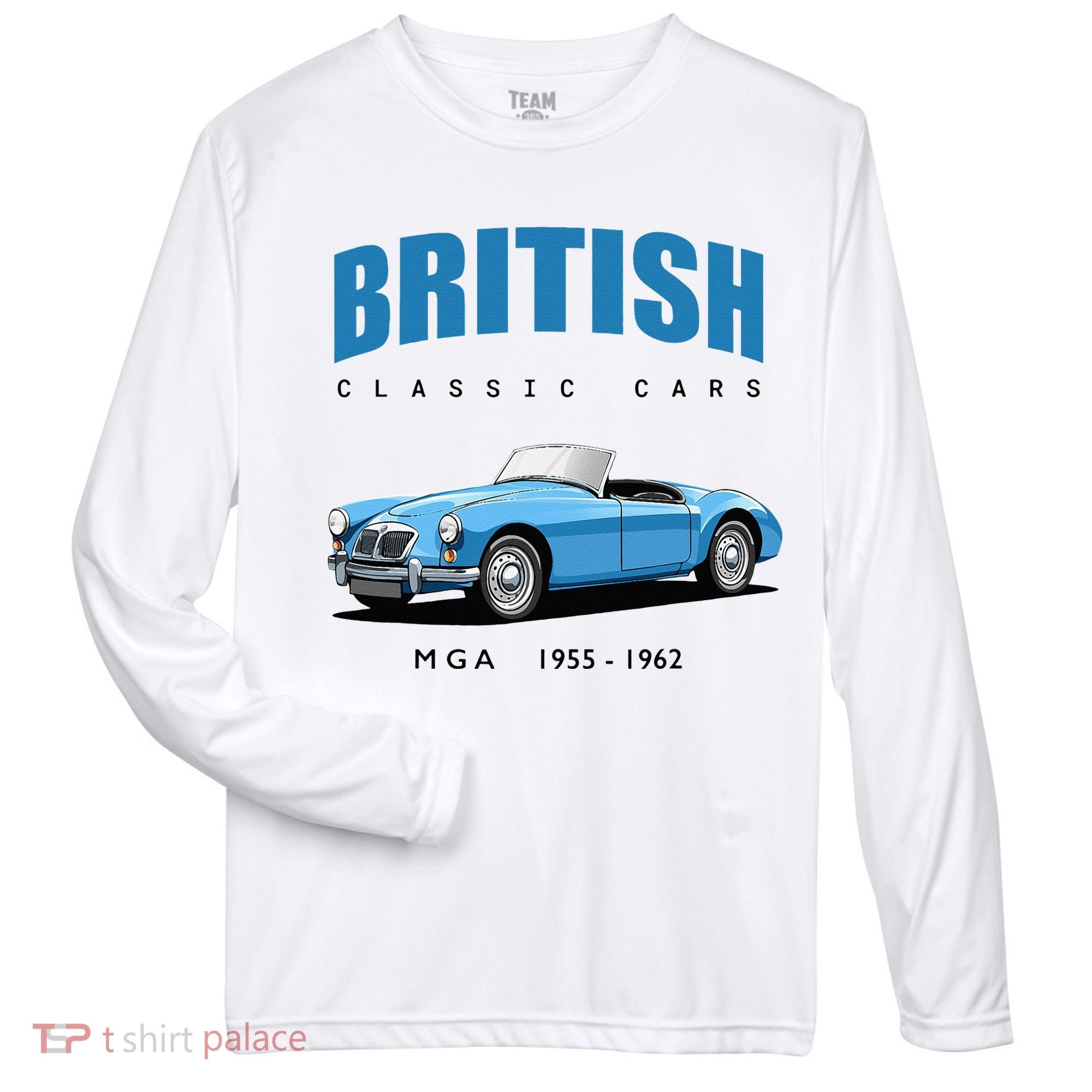 British Classic Sports Cars MG MGA Zone Performance Long-Sleeve T-Shirt