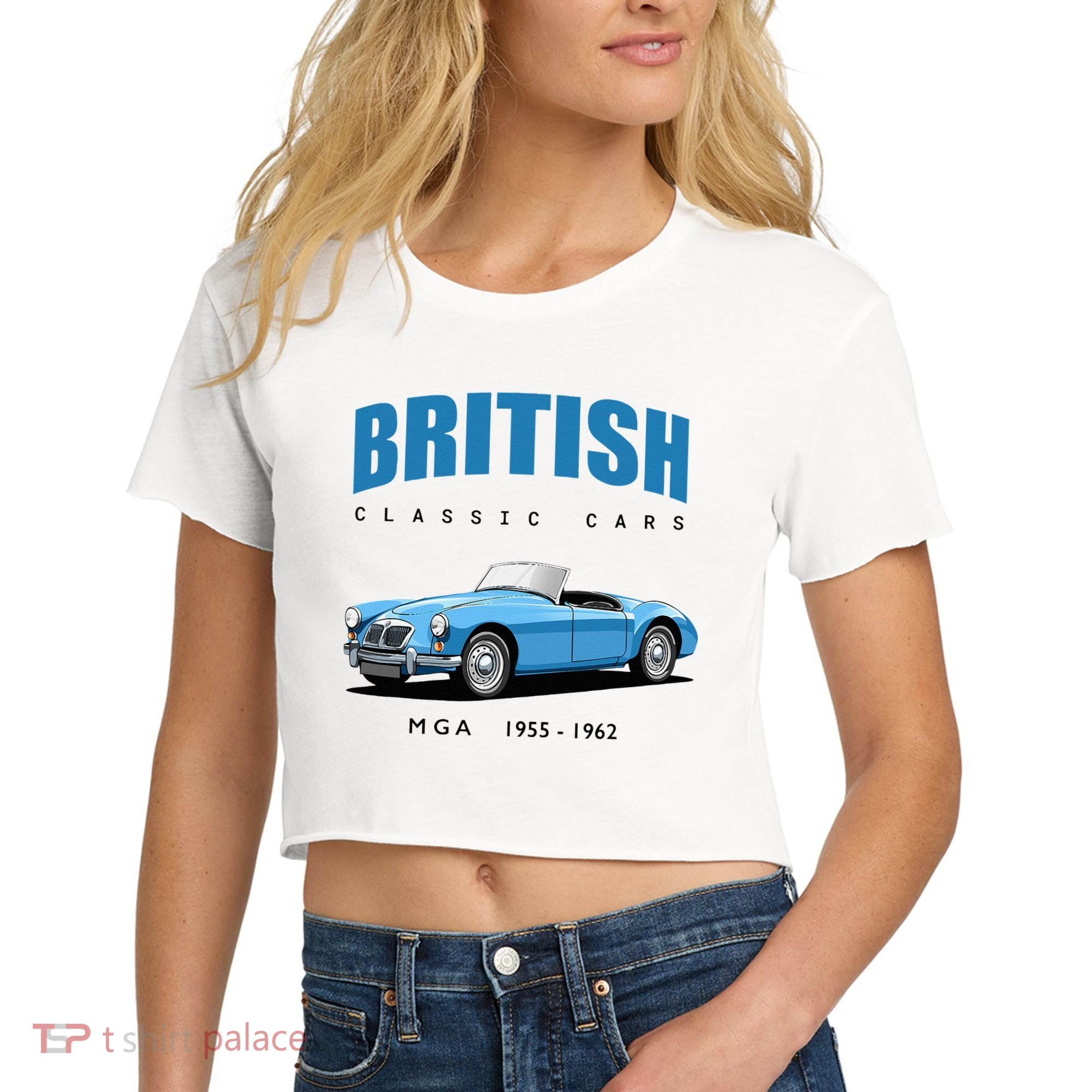 British Classic Sports Cars MG MGA Women's Crop Top Tee