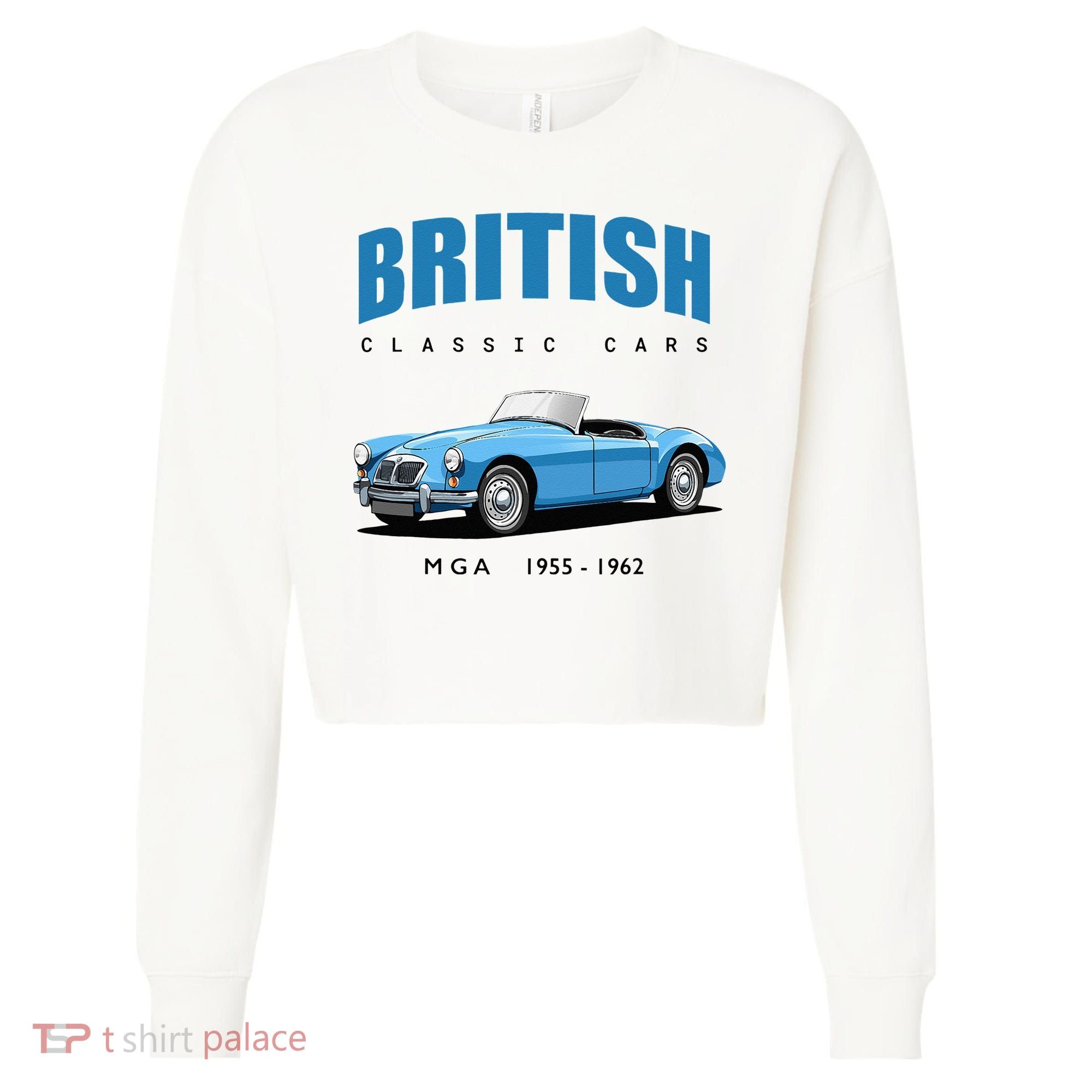 British Classic Sports Cars MG MGA Cropped Pullover Crew
