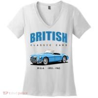 British Classic Sports Cars MG MGA Women's V-Neck T-Shirt thumb 0