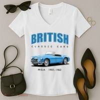 British Classic Sports Cars MG MGA Women's V-Neck T-Shirt thumb 2
