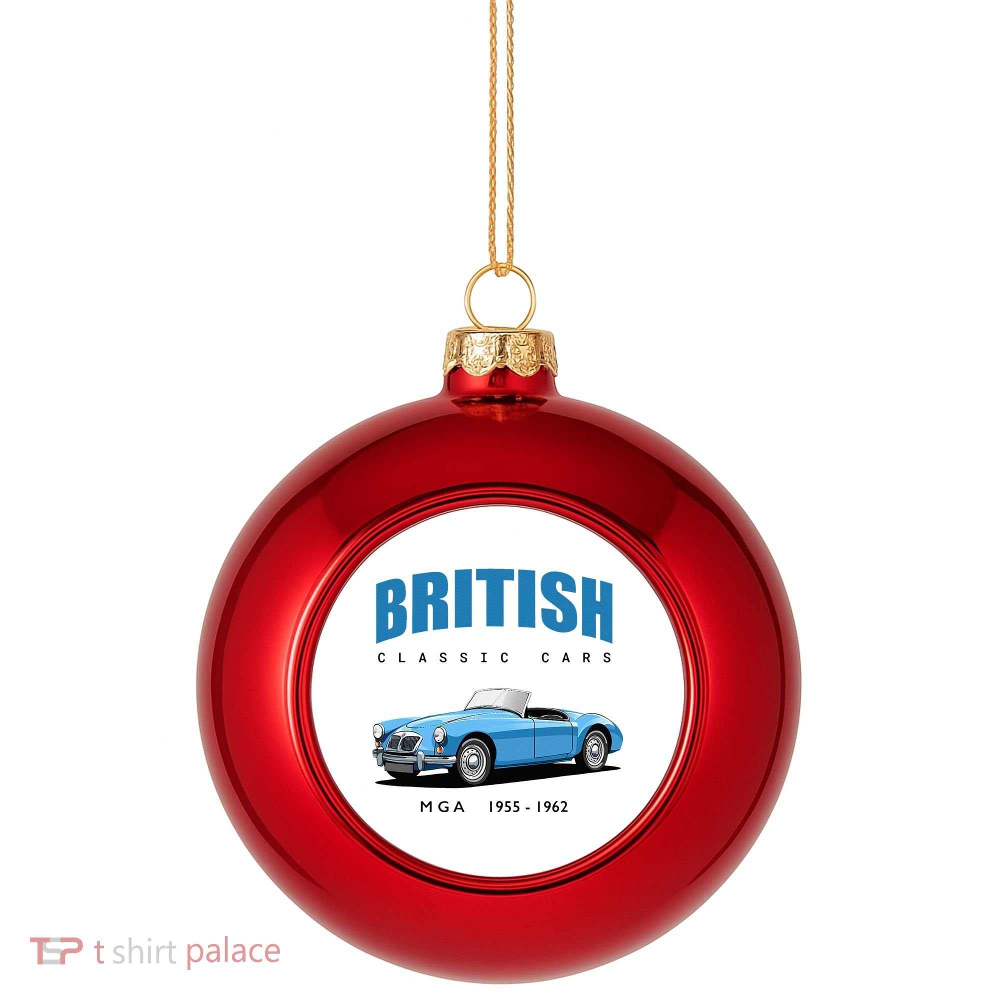British Classic Sports Cars MG MGA Plastic Christmas Ball Ornament