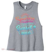 Beach Camping Sunrise Sunburn Sunset Repeat Summer Vacation Women's Racerback Cropped Tank thumb 0
