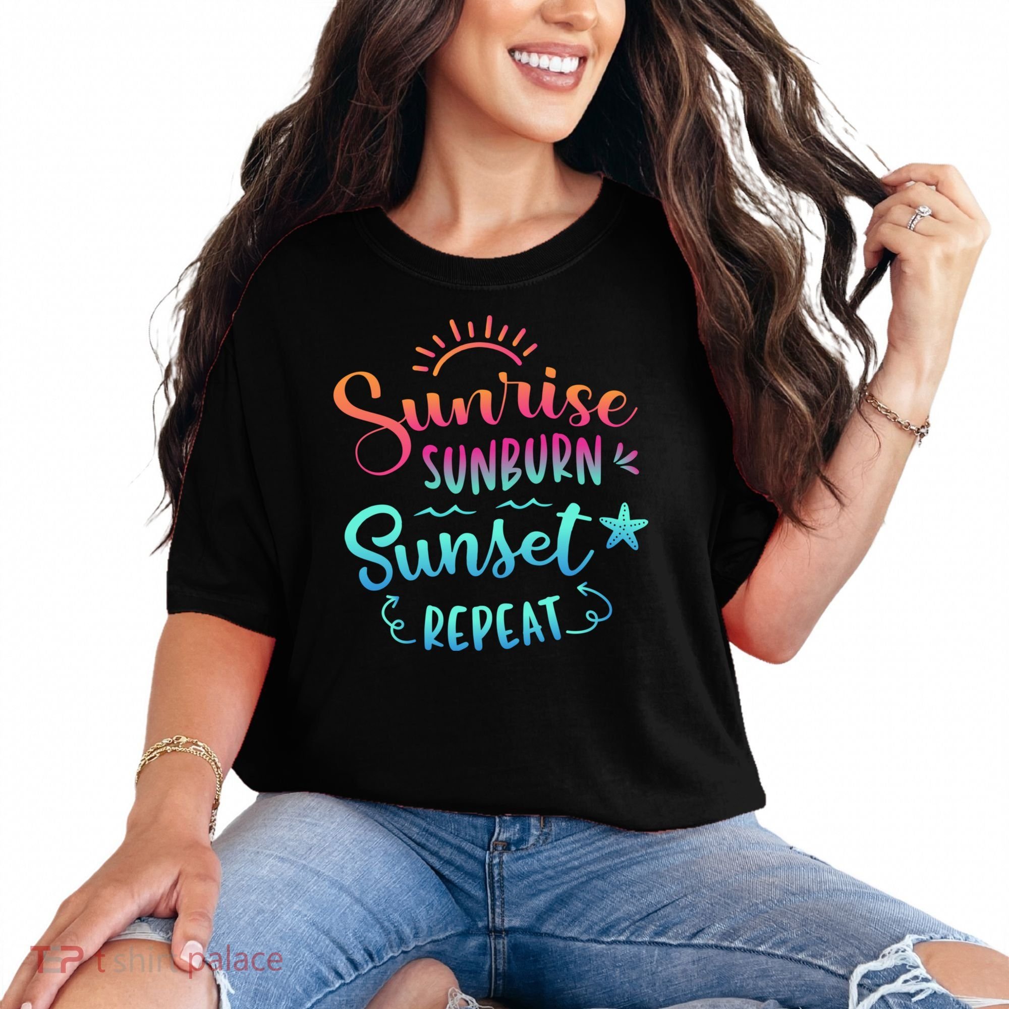 Beach Camping Sunrise Sunburn Sunset Repeat Summer Vacation Comfort Colors T-Shirt
