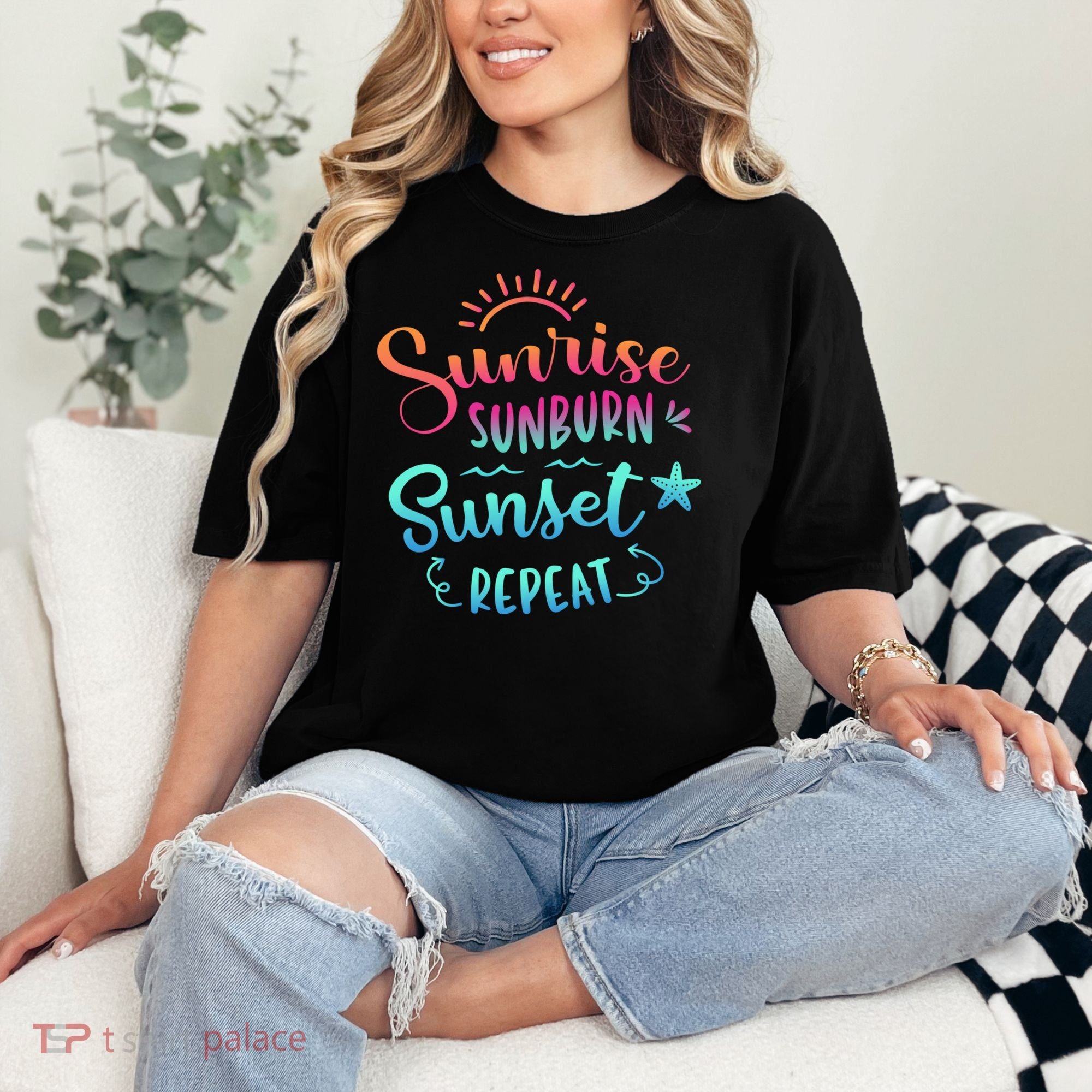 Beach Camping Sunrise Sunburn Sunset Repeat Summer Vacation Comfort Colors T-Shirt