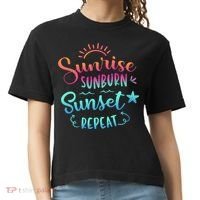 Beach Camping Sunrise Sunburn Sunset Repeat Summer Vacation Comfort Colors Boxy T-Shirt thumb 0