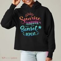 Beach Camping Sunrise Sunburn Sunset Repeat Summer Vacation Ladies Heavyweight Boxy Pullover Hoodie thumb 0