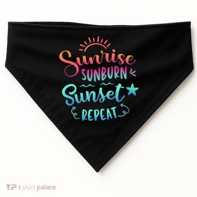 Beach Camping Sunrise Sunburn Sunset Repeat Summer Vacation USA-Made Doggie Bandana