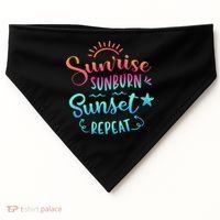 Beach Camping Sunrise Sunburn Sunset Repeat Summer Vacation USA-Made Doggie Bandana thumb 0