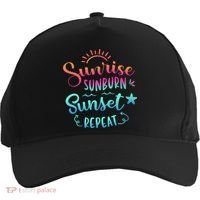 Beach Camping Sunrise Sunburn Sunset Repeat Summer Vacation Five-Panel Snapback Cap thumb 0
