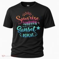Beach Camping Sunrise Sunburn Sunset Repeat Summer Vacation Cooling Performance Crew T-Shirt thumb 0