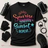 Beach Camping Sunrise Sunburn Sunset Repeat Summer Vacation Cooling Performance Crew T-Shirt thumb 3