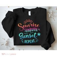 Beach Camping Sunrise Sunburn Sunset Repeat Summer Vacation Sweatshirt thumb 2