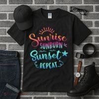 Beach Camping Sunrise Sunburn Sunset Repeat Summer Vacation Tall T-Shirt thumb 3