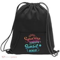 Beach Camping Sunrise Sunburn Sunset Repeat Summer Vacation Sweatshirt Cinch Pack Bag thumb 0