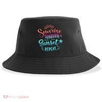 Beach Camping Sunrise Sunburn Sunset Repeat Summer Vacation Sustainable Bucket Hat thumb 0