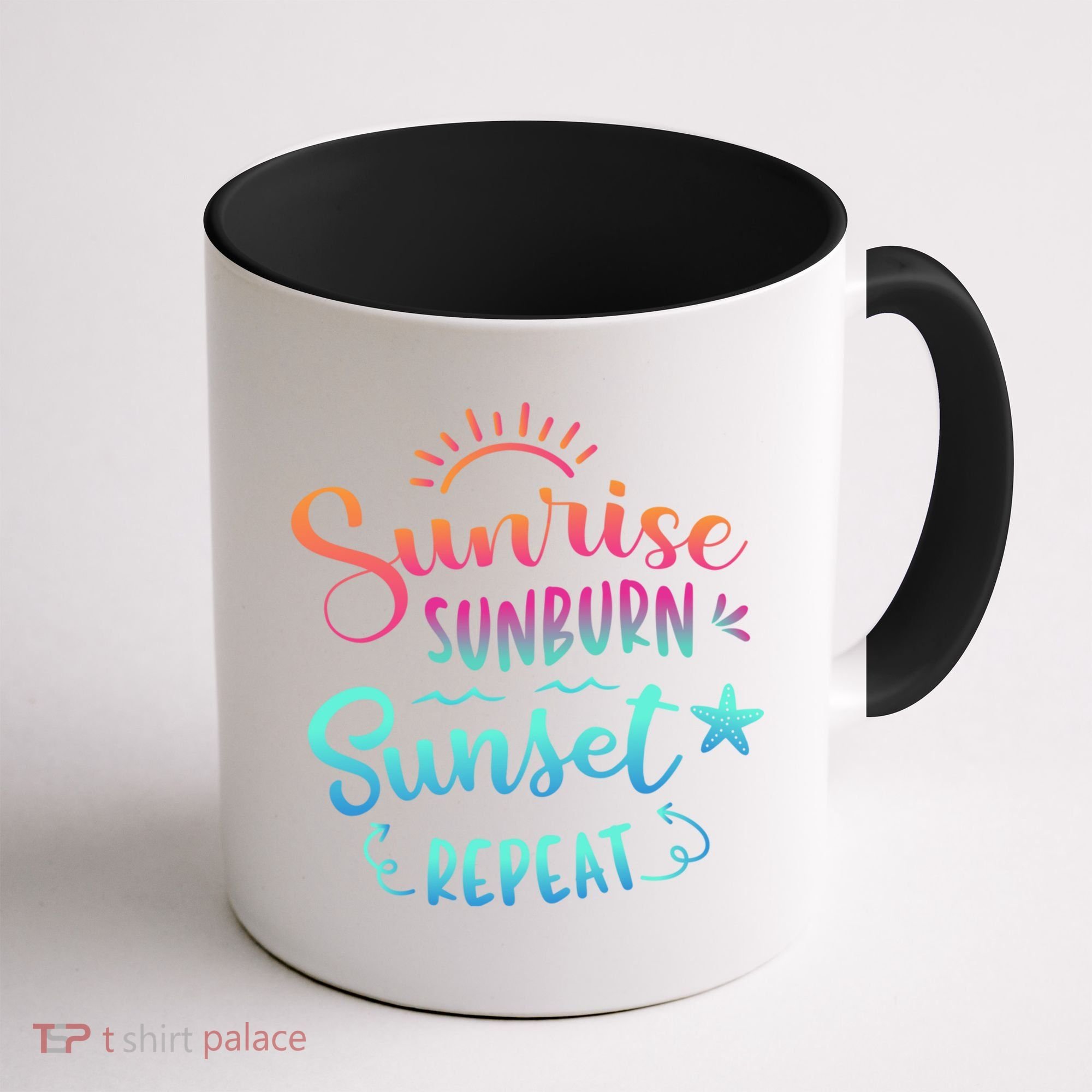 Beach Camping Sunrise Sunburn Sunset Repeat Summer Vacation Coffee Mug