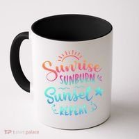 Beach Camping Sunrise Sunburn Sunset Repeat Summer Vacation Coffee Mug thumb 0