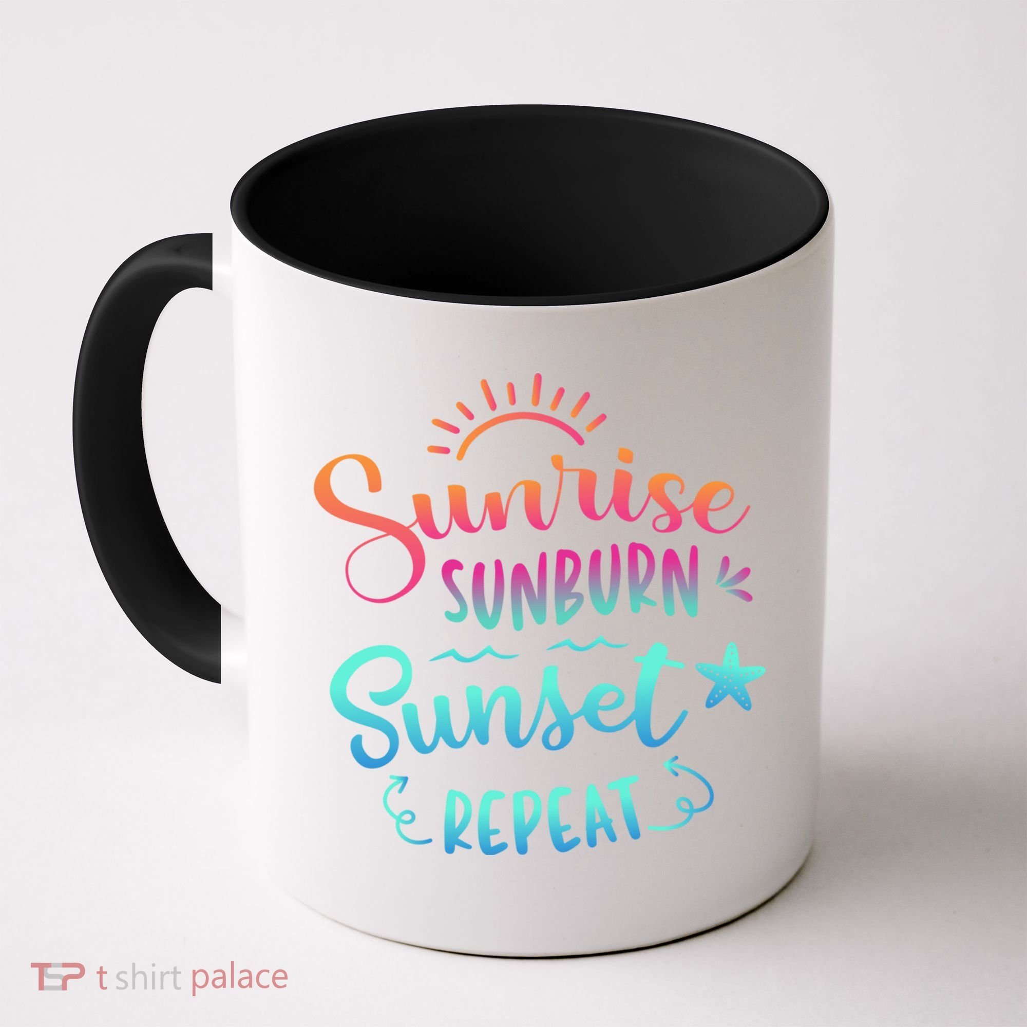 Beach Camping Sunrise Sunburn Sunset Repeat Summer Vacation Coffee Mug