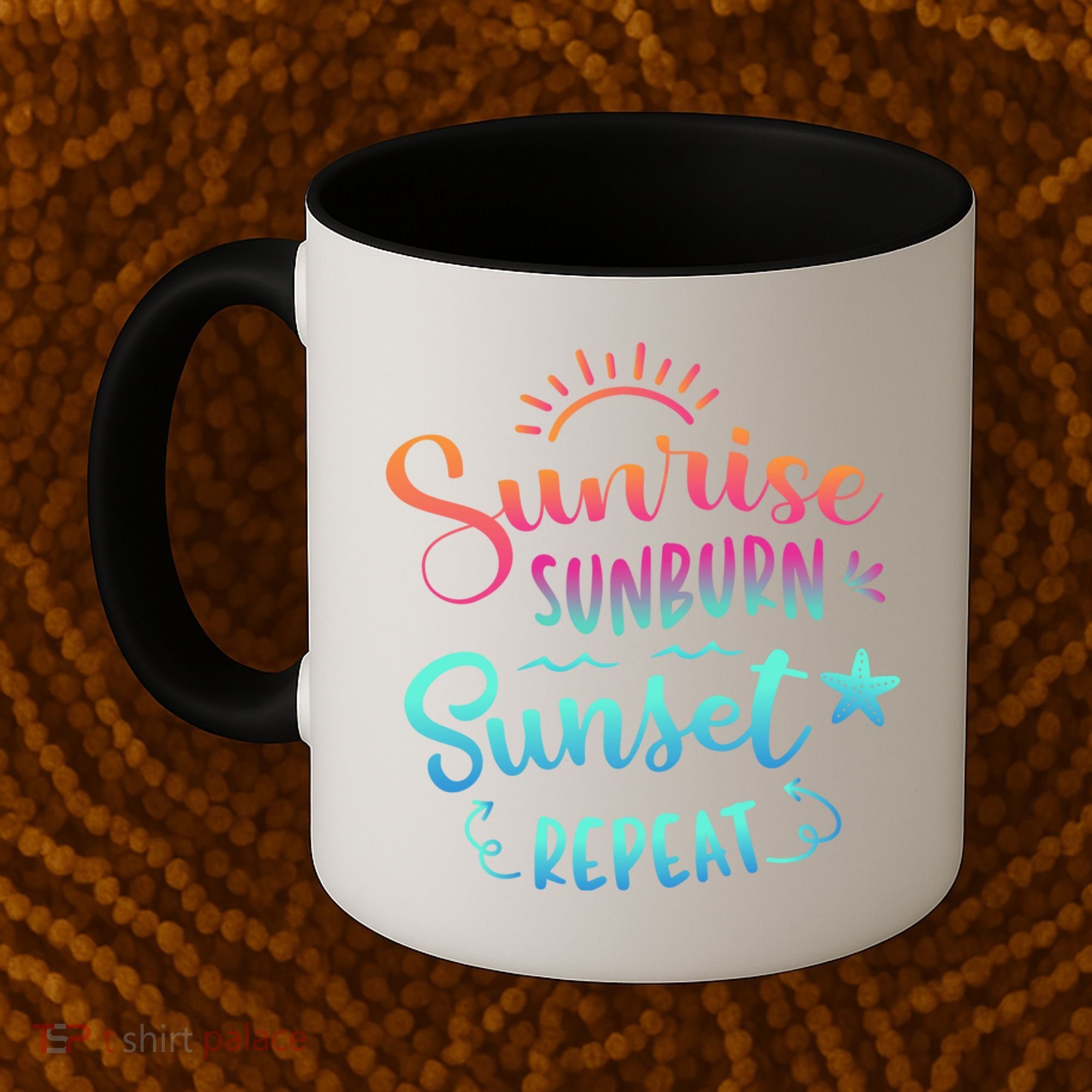 Beach Camping Sunrise Sunburn Sunset Repeat Summer Vacation Coffee Mug
