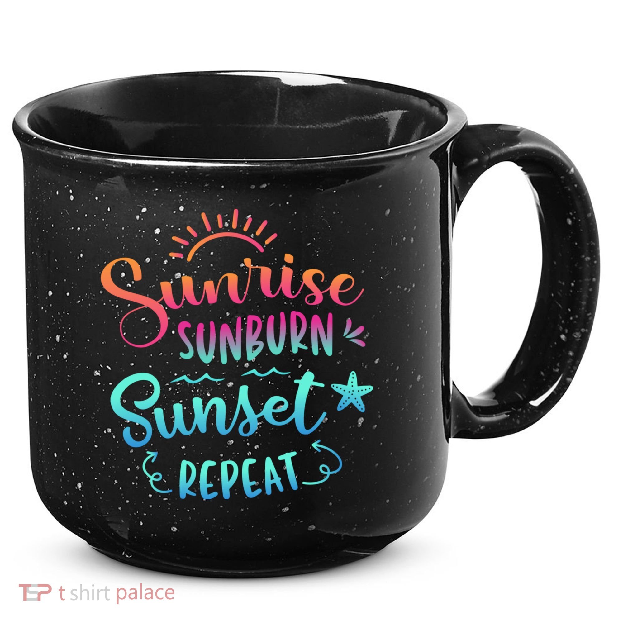 Beach Camping Sunrise Sunburn Sunset Repeat Summer Vacation 15oz Campfire Ceramic Mug