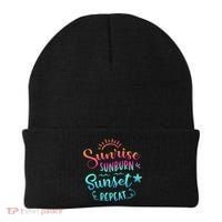 Beach Camping Sunrise Sunburn Sunset Repeat Summer Vacation Beanie thumb 0