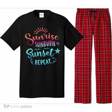 Beach Camping Sunrise Sunburn Sunset Repeat Summer Vacation Pajama Set