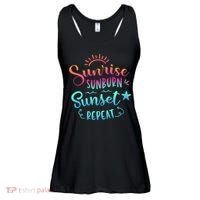 Beach Camping Sunrise Sunburn Sunset Repeat Summer Vacation Ladies Essential Flowy Tank thumb 0