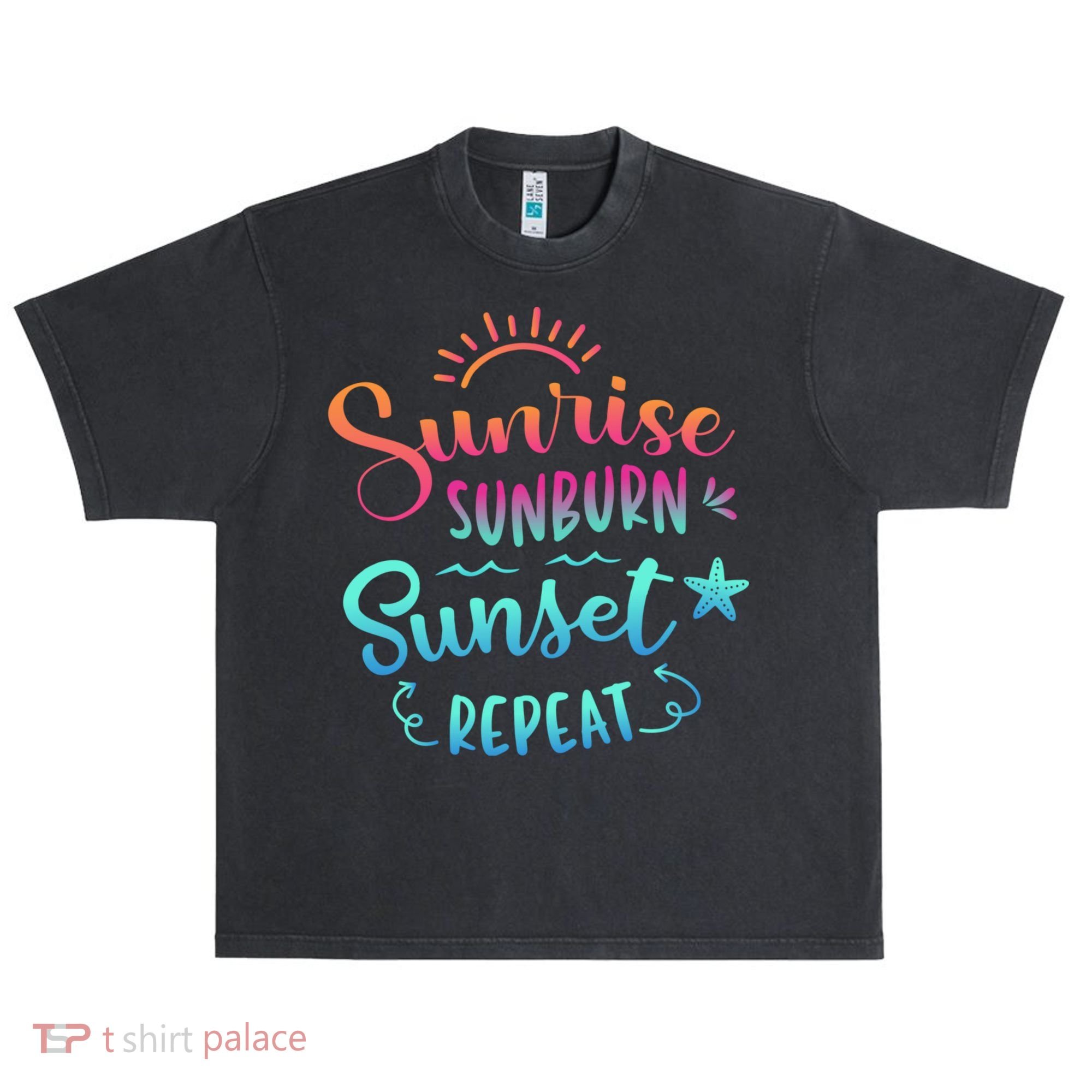 Beach Camping Sunrise Sunburn Sunset Repeat Summer Vacation Urban Oversized Heavyweight T-Shirt