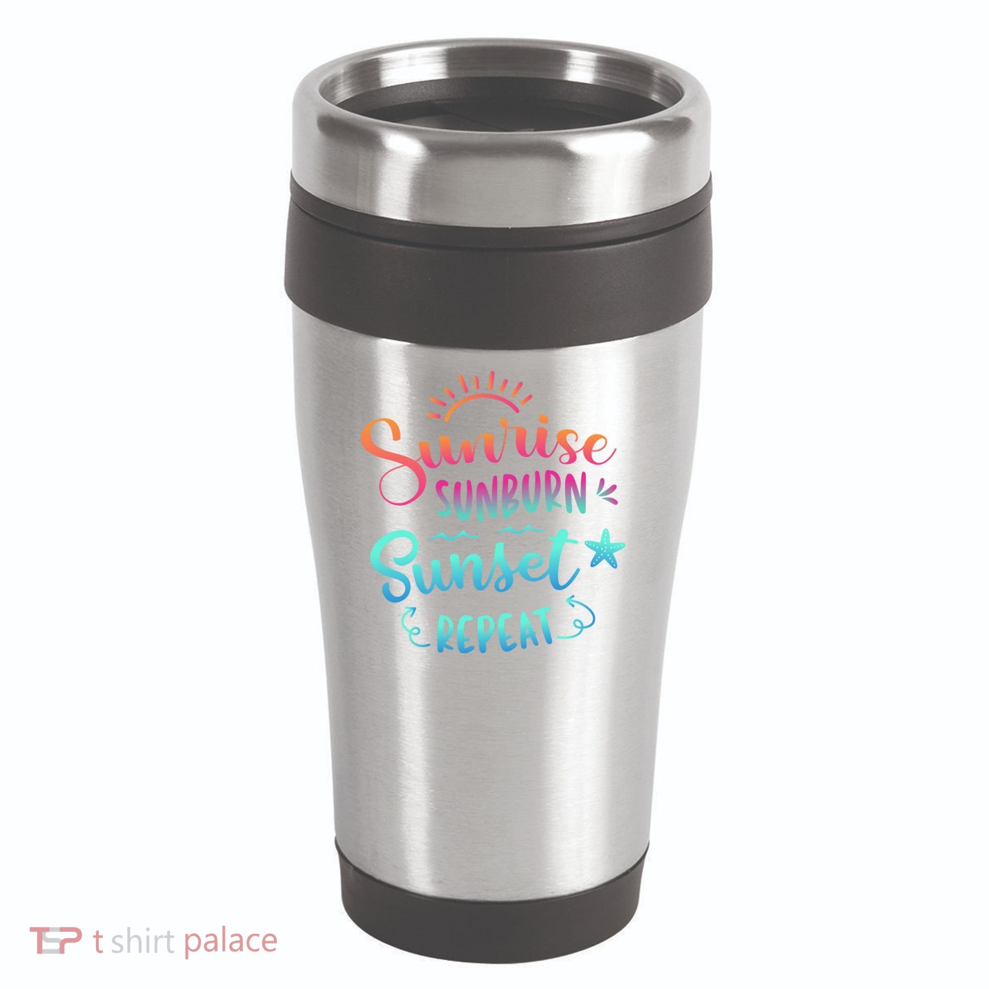Beach Camping Sunrise Sunburn Sunset Repeat Summer Vacation 16oz Travel Tumbler