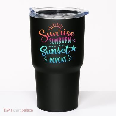 Beach Camping Sunrise Sunburn Sunset Repeat Summer Vacation Tumbler