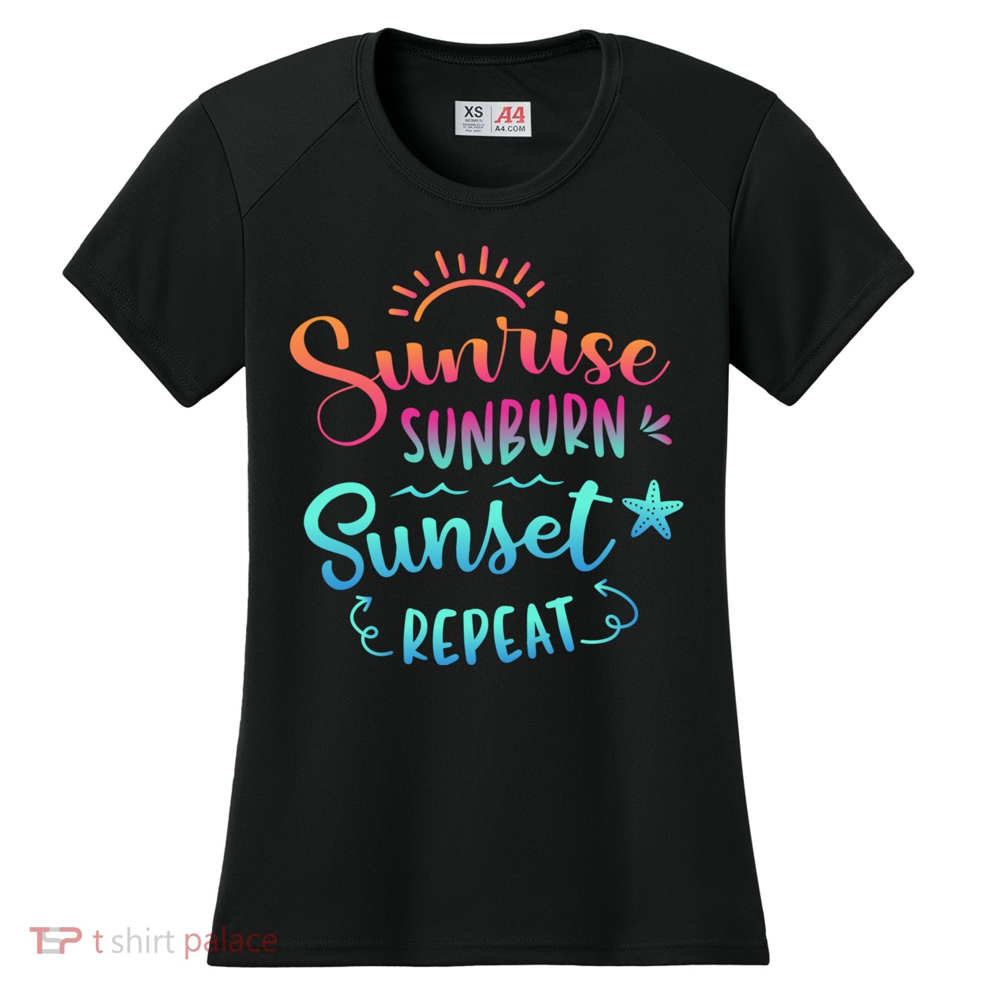 Beach Camping Sunrise Sunburn Sunset Repeat Summer Vacation Women's Cooling Performance Crew T-Shirt